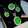 Chrysoprase three-piece set jewelry pendant ring earrings