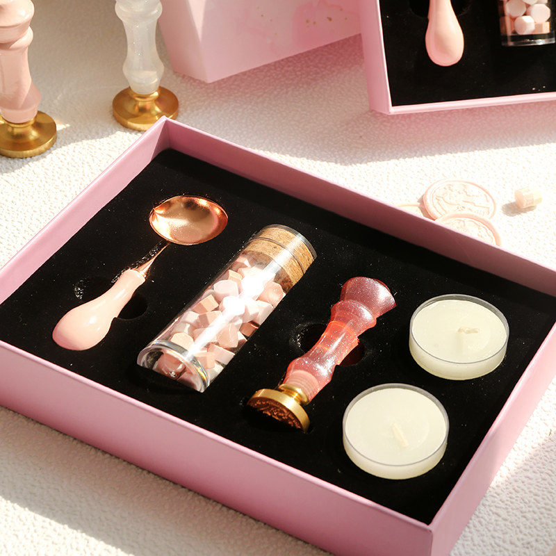 Fire paint seal set gift box beautiful cherry blossom fire paint set wedding invitation birthday gift hand account fire paint wax particles