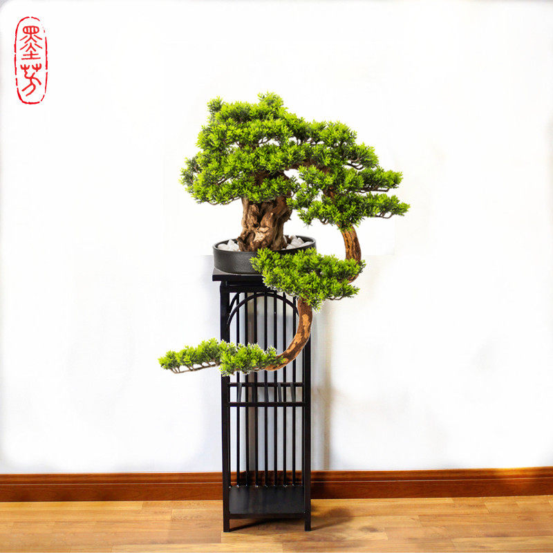 New Chinese emulated cliff cypress pine for welcome guest pine bonsai home plant potted green Living room New Year Zen Mood Swings-Taobao