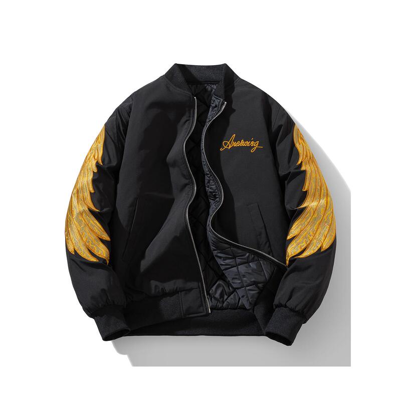 Hong Kong Trendy Brand Angel Wings Embroidered Jacket for Men and Women, Thickened Baseball Cotton Jacket, American-Style Loose Flight Jacket, Cotton Coat Hong Kong Trendy Brand Angel Wings Embroidered Jacket for Men and Women, Thickened Baseball Cotton Jacket, American-Style Loose Flight Jacket, Cotton Coat