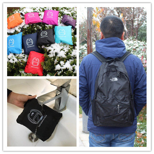 Outdoor Passable Fold Double Shoulder Bag Waterproof bag Men and women Shoulder Bag Mountaineering Bag skin Pack light and thin portable to be LOGO