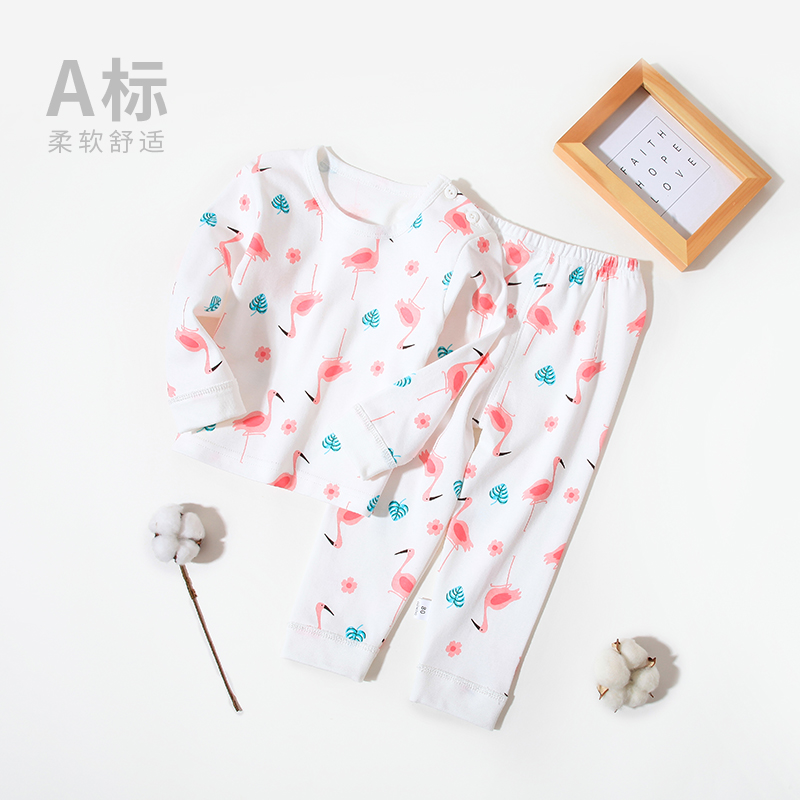 Bé quần áo mùa thu mùa thu quần bộ cotton 0-1 tuổi 3 tuổi trẻ em đồ lót bé trai bé gái pajama nhà điều hòa không khí quần áo.