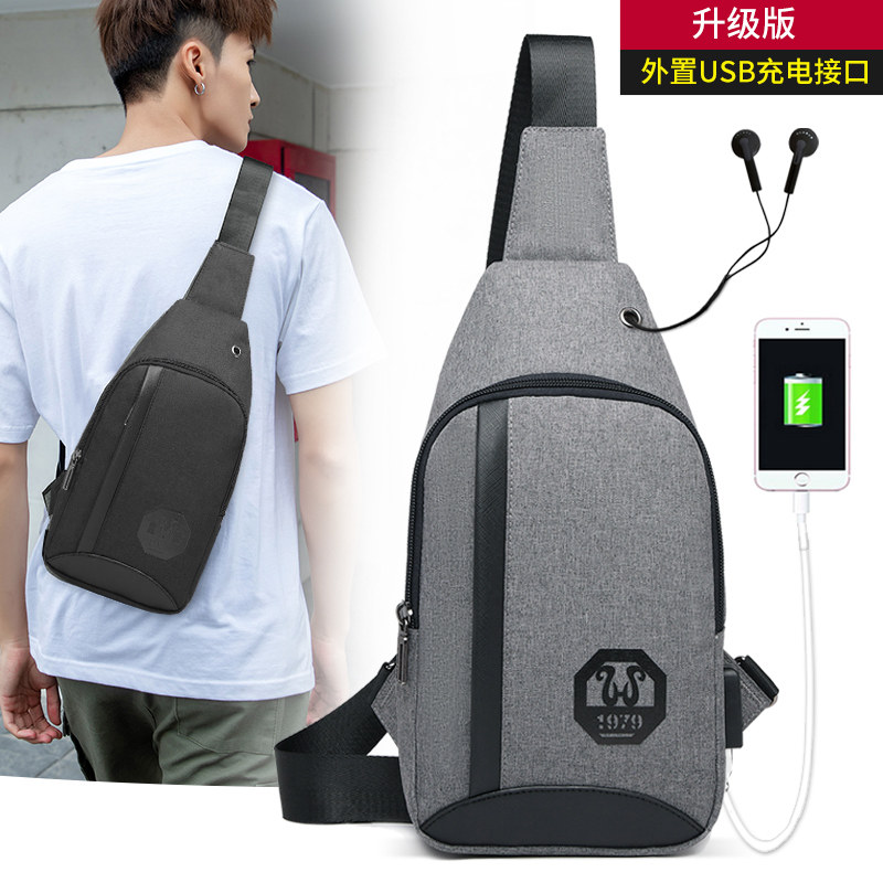 Men's chest bag Han version Tidal Bag Casual Fashion Single Shoulder Sloped Satchel Bag Oxford Butbag Little Shoulder Bag Multifunction Man Bag