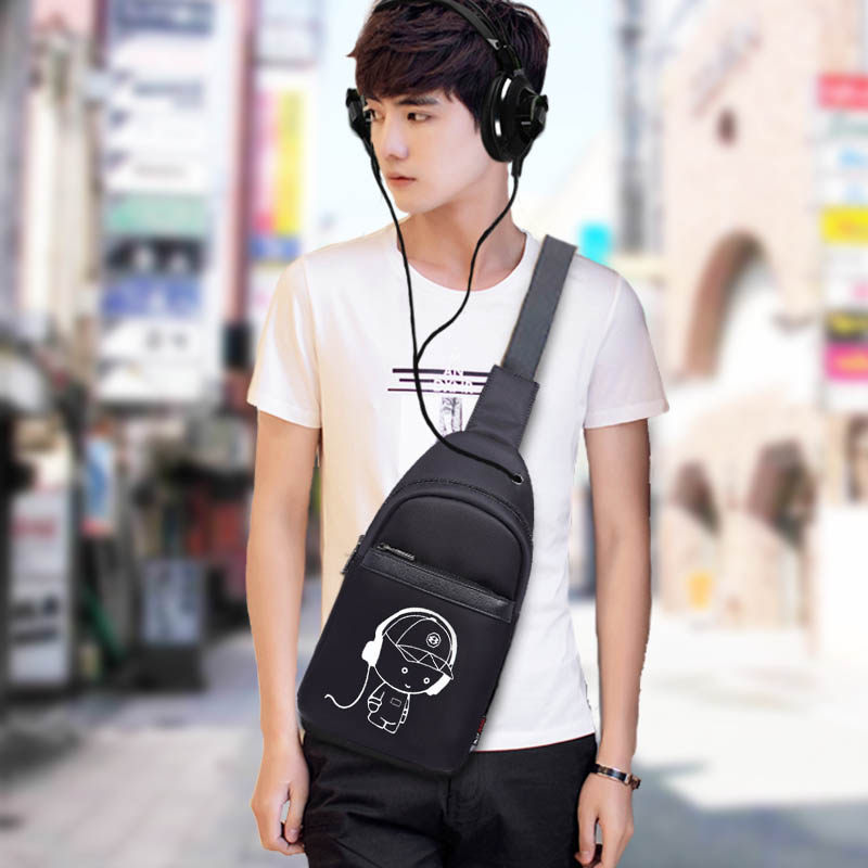 Wolf Horse Korean Version Chest Bag Men Bag Small Monster Casual Chest Front Bag Fashion Tide Woman Purse Couple Single Shoulder Inclined Cross-Shoulder Bag