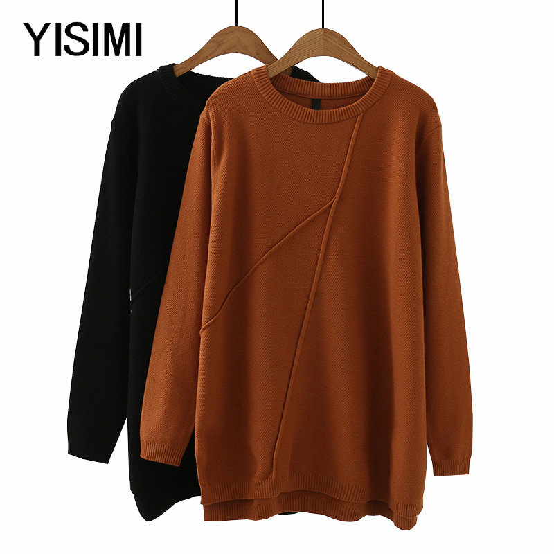 Middle-aged fat mother autumn and winter long-sleeved knitted fluff coat Middle-aged large size women's long-sleeved T-shirt base shirt 40-50