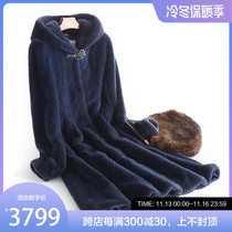 Large size 2022 winter new whole mink long section with hooded fur mink fur thin fur female young model