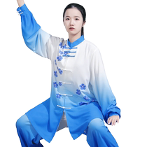 Lean Tai Chi Clothing Womens New Gradient Hand-painted Taijiquan Style Martial Arts Performance Competition for Mens Martial Arts Performance