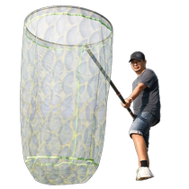 Giant fish net fishing net thickened super hard bare rod stainless steel big fish folding net head big thing net fishing rod complete set