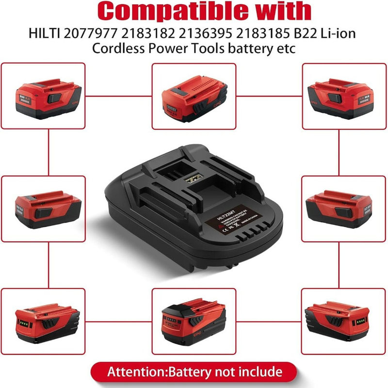 Tool Adapter Suitable for Hilti Hilit22V Lithium Battery, Compatible with Makita 18V Host, Dewalt, Milwaukee