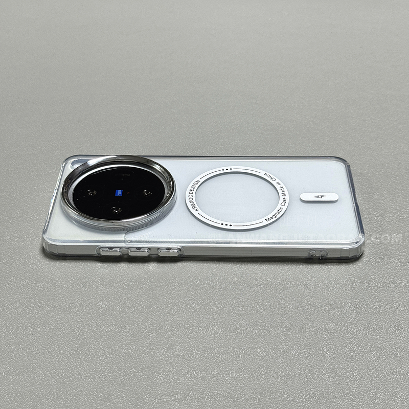 Large Hole Magnetic Silver Mirror Ring Suitable for Samsung S25/S23 Ultra Phone Case S24+/S22 Anti-Drop S21 Female S20Fe Male Note20 Silicone Case A51 Transparent A56/A54/A55