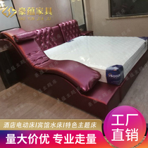 Luxury Leather Art Sofa Conjoined Bed Lovers Electric Double Themed Bed Light Lavish Soft Bag Shock Bed Multifunction Remote Control Bed