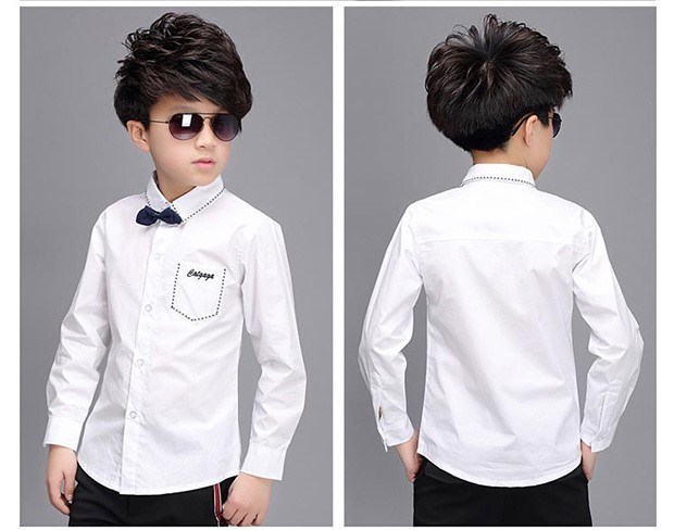 Áo sơ mi nam tay dài cho bé tiểu học quần áo cotton ngắn tay mùa hè trẻ em mùa xuân và mùa thu bé trai lớn mùa xuân áo bé trai đồ trẻ em