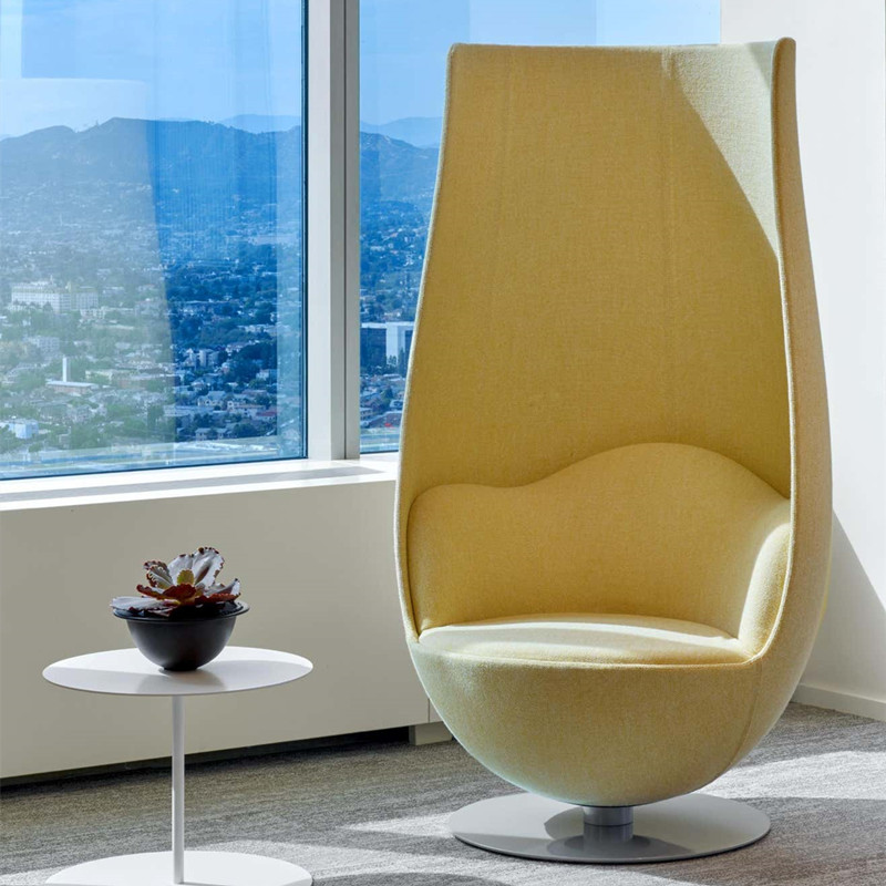 Fiberglass Tulip Shaped High Back Chair Designer Creative Art Hotel Cafe Dessert Shop Leisure Swivel Chair