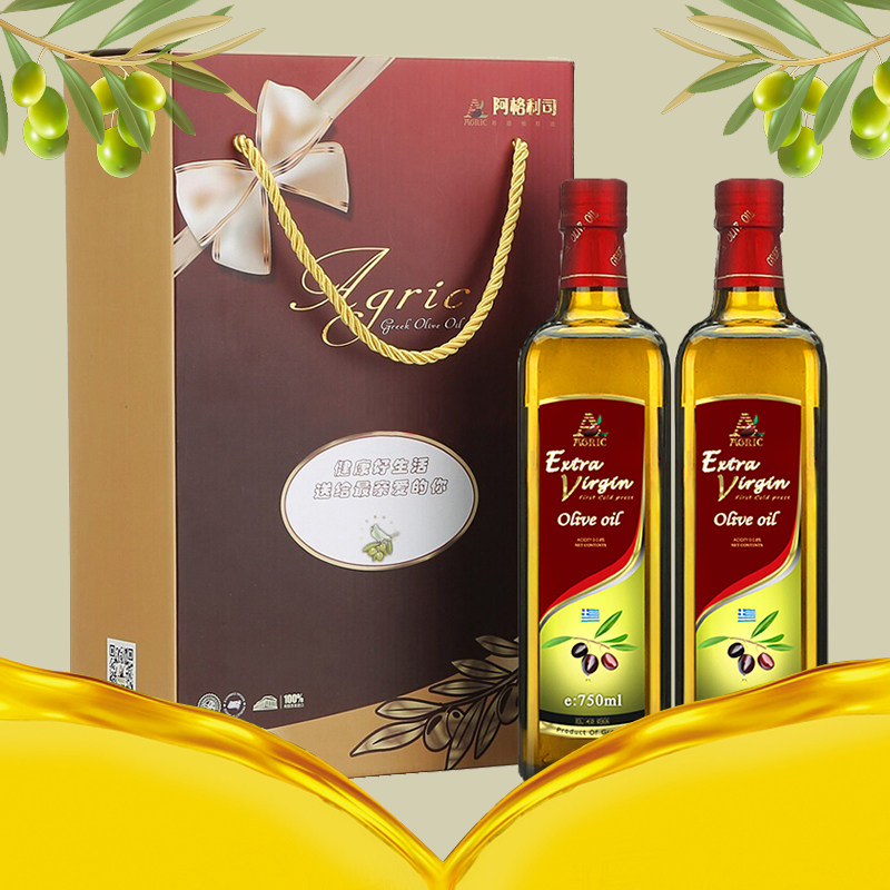AGRIC Agrix Greek original Imported Extra-virgin Olive Oil 750ml * 2 bottles of cooking oil gift box dress
