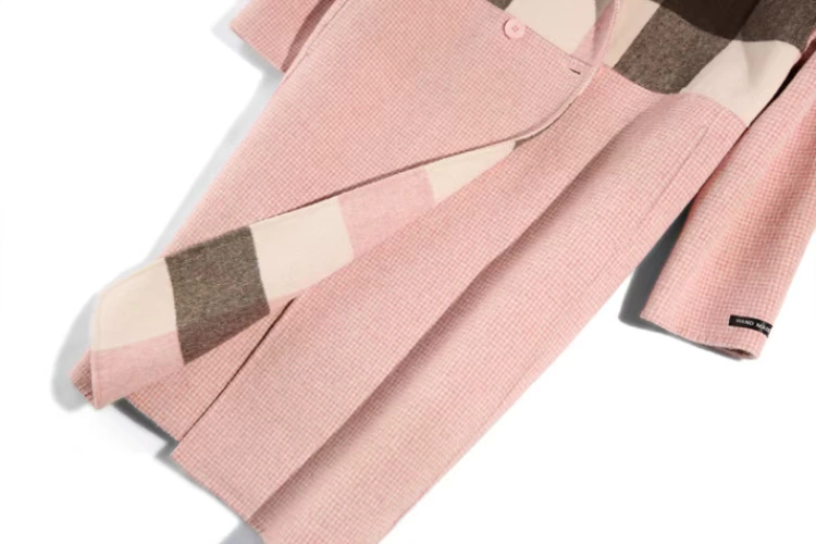 Màu sắc phù hợp sáng tạo được may thủ công hai mặt áo khoác cashmere nữ mùa đông áo khoác len dài áo khoác len - Áo len lót đôi