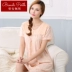 Dì Bianpais cotton pijama nữ váy ngủ mùa hè ngắn tay đồ ngủ trung niên váy ngủ mùa hè nữ váy ngủ trung niên - Đêm đầm