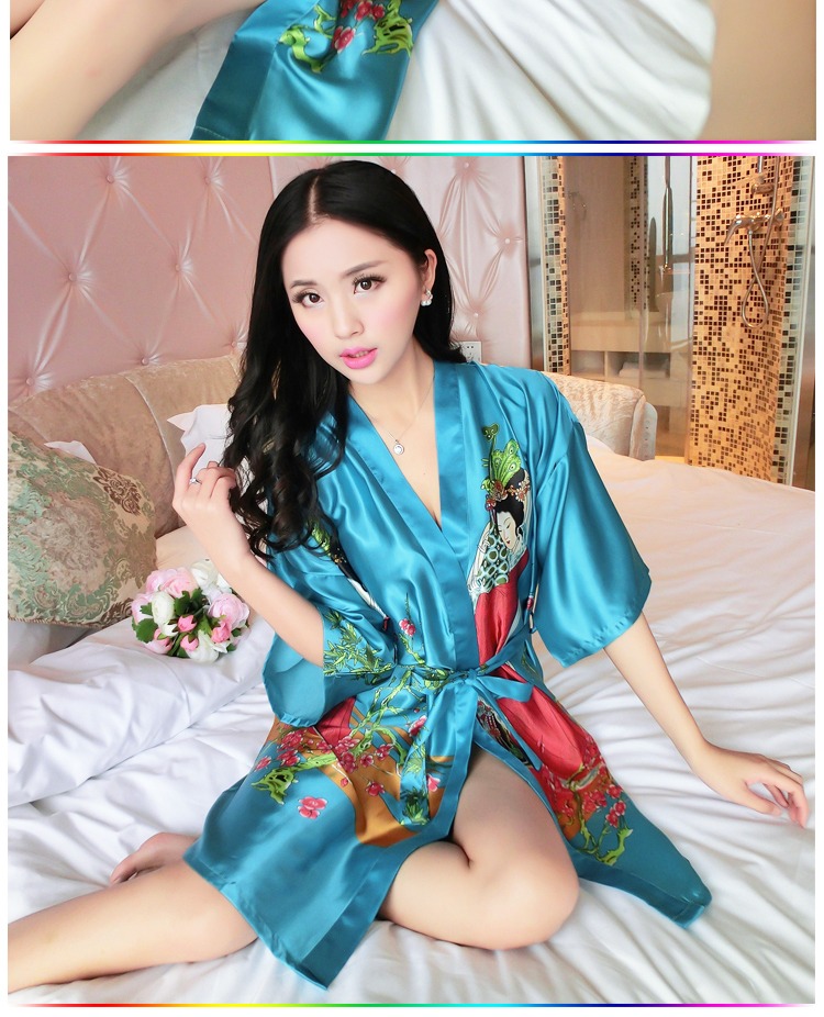 Bian Pez mùa hè quý cô ngắn tay áo ngủ lụa dây đeo gợi cảm váy ngủ phiên bản Hàn Quốc của bộ đồ ngủ đẹp cổ điển - Night Robe bộ đồ ngủ