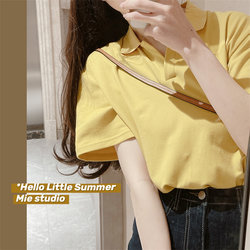 2023년 여름 여성용 오른쪽 어깨 폴로 셔츠 반소매 티셔츠