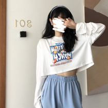 Early autumn long sleeve T-shirt female Korean version 2020 new short section High waist sunscreen for undershirt and dine-damp student loose blouses