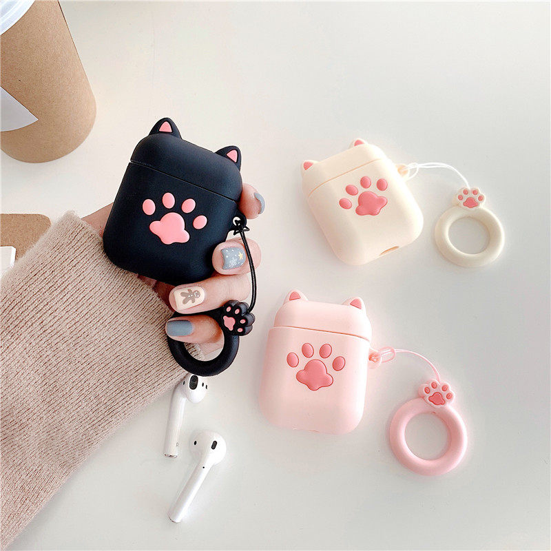 Cat Paw Headphones Sleeve Apply Airpods Protective Sleeve Silicone Airpodspro Apple Headphones Sleeve airpod2 Second-generation Wireless Bluetooth airpods3 Creative Cute I