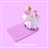 Take 3 Free 1 * cute girl heart unicorn lazy mobile phone holder cartoon desktop car multi-function gear adjustable portable creative support shelf mobile phone holder Japanese and Korean pink purple ins ins