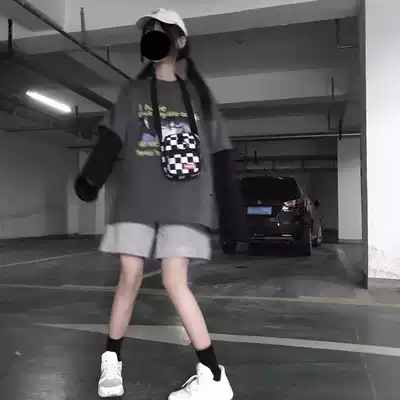 Sports shorts women's ins casual hot pants loose 2021 summer high waist a-shaped wide leg five-point pants cec five-point pants