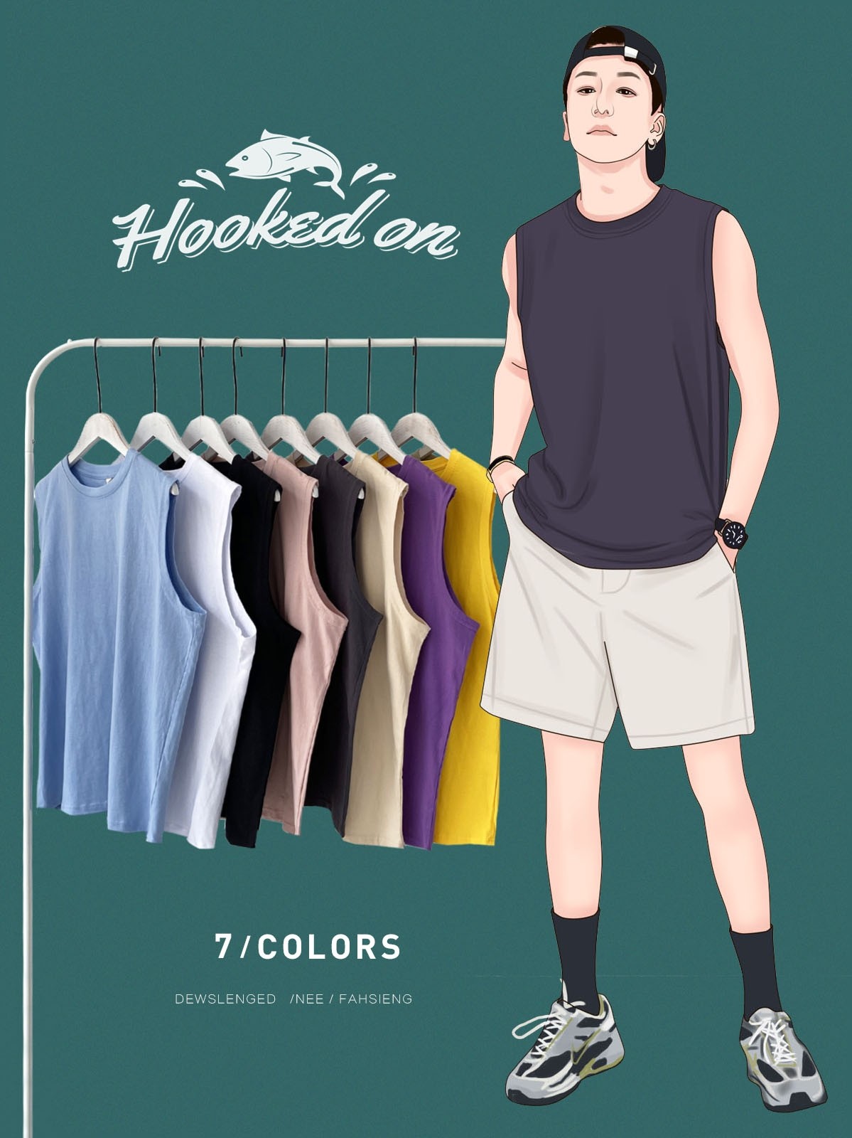 Summer fitness hurdling basketball sports vest men's tide loose waistband wear men's cotton base sleeveless T-shirt