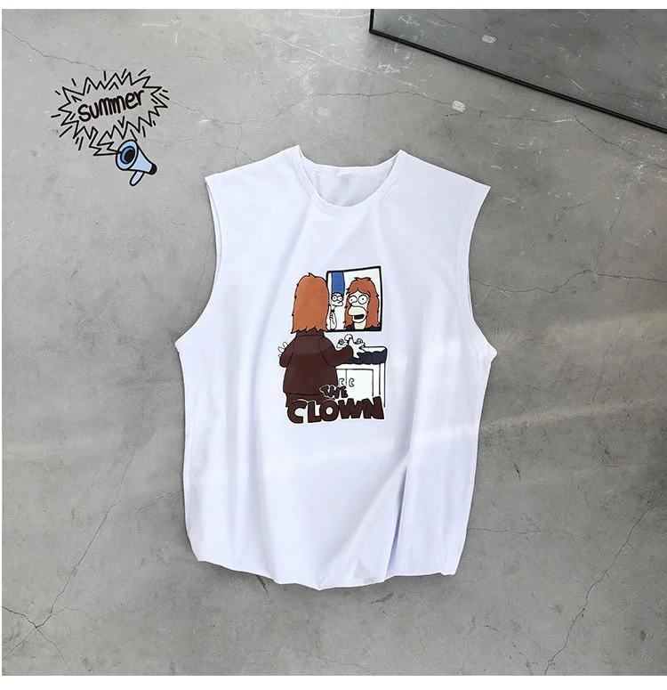 Mùa hè không tay áo thun nam in triều thương hiệu cá tính nam xu hướng hip hop gió lỏng áo vest thể thao - Áo vest cotton áo ba lỗ nam tập gym