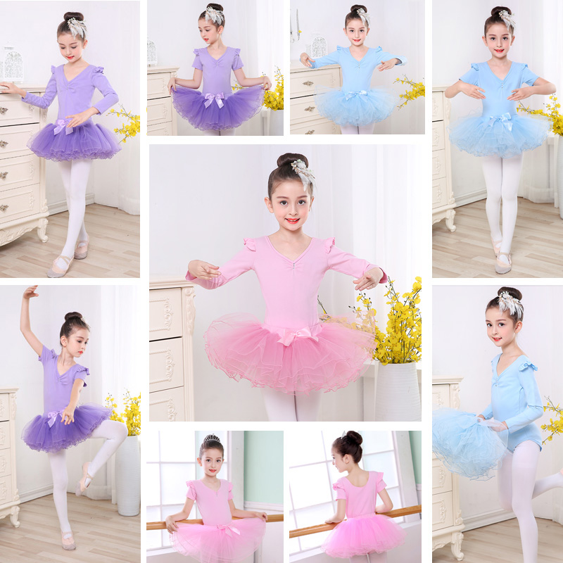 Children's dance girls rehearsas for girls autumn and winter short sleeves Early childhood ballet Dress Kindergarten Chinese dance dress