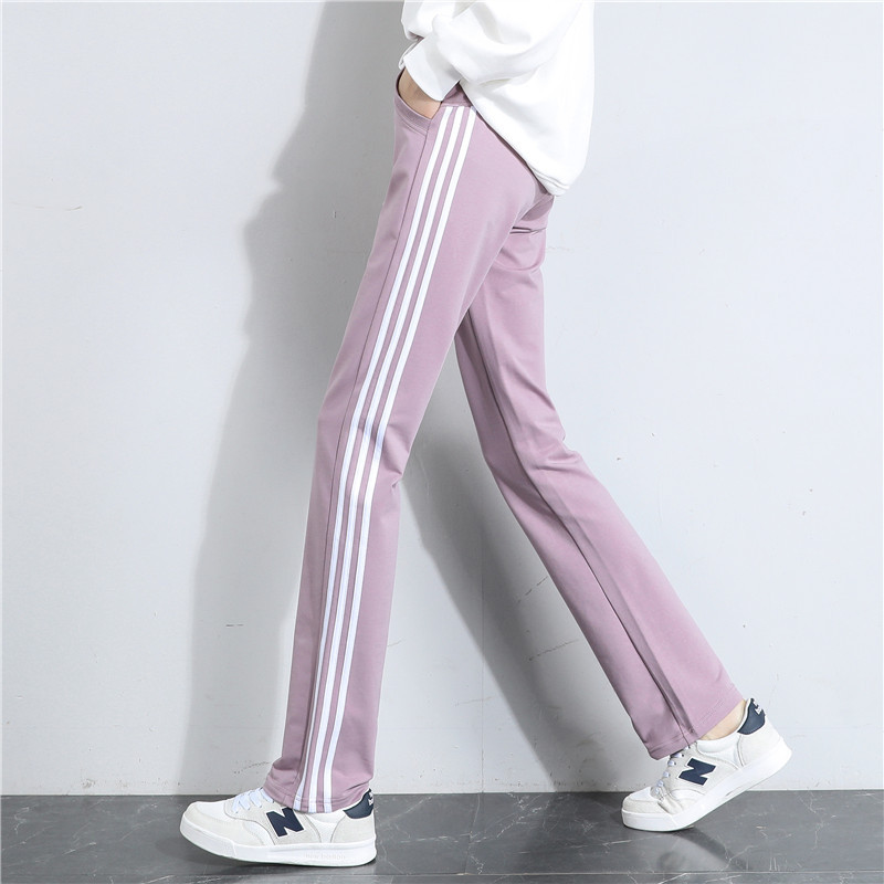 Summer Sports Pants for Women, Straight High-Waisted, Three-Stripe, Loose Fit, Slimming, Pure Cotton, Narrow Wide-Leg Casual Sweatpants, Thin Style Summer Sports Pants for Women, Straight High-Waisted, Three-Stripe, Loose Fit, Slimming, Pure Cotton, Narrow Wide-Leg Casual Sweatpants, Thin Style