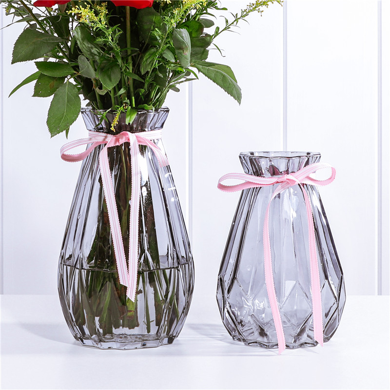 Vase glass transparent hydro plant European style fresh living room flower furnished dry flower desktop container