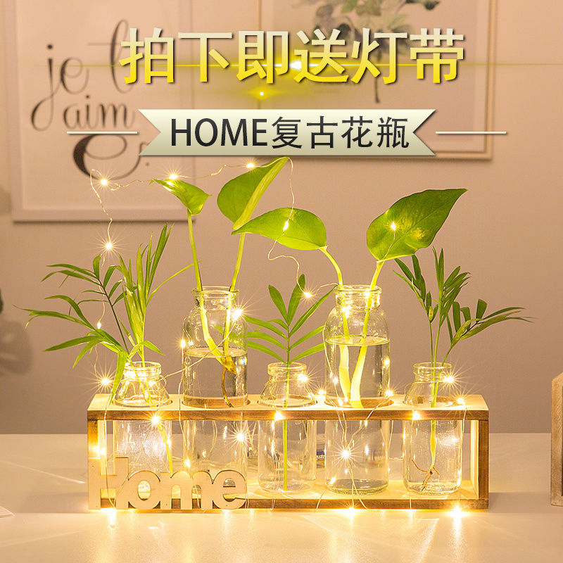 Creative green water plant glass vase small fresh living room office desktop decoration of plant container