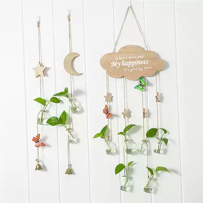 Hydroponic plant glass vase ins Wind creative decoration through Golden Ge container hipster hanging bottle hanging hanging wall