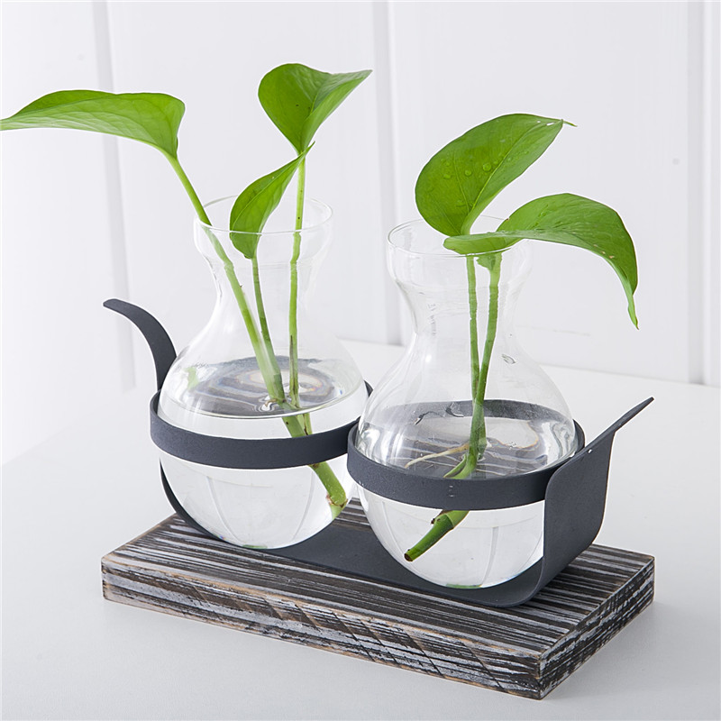 Golden Ge hydroponic plant glass vase creative European style iron retro container office desktop decorations ornaments