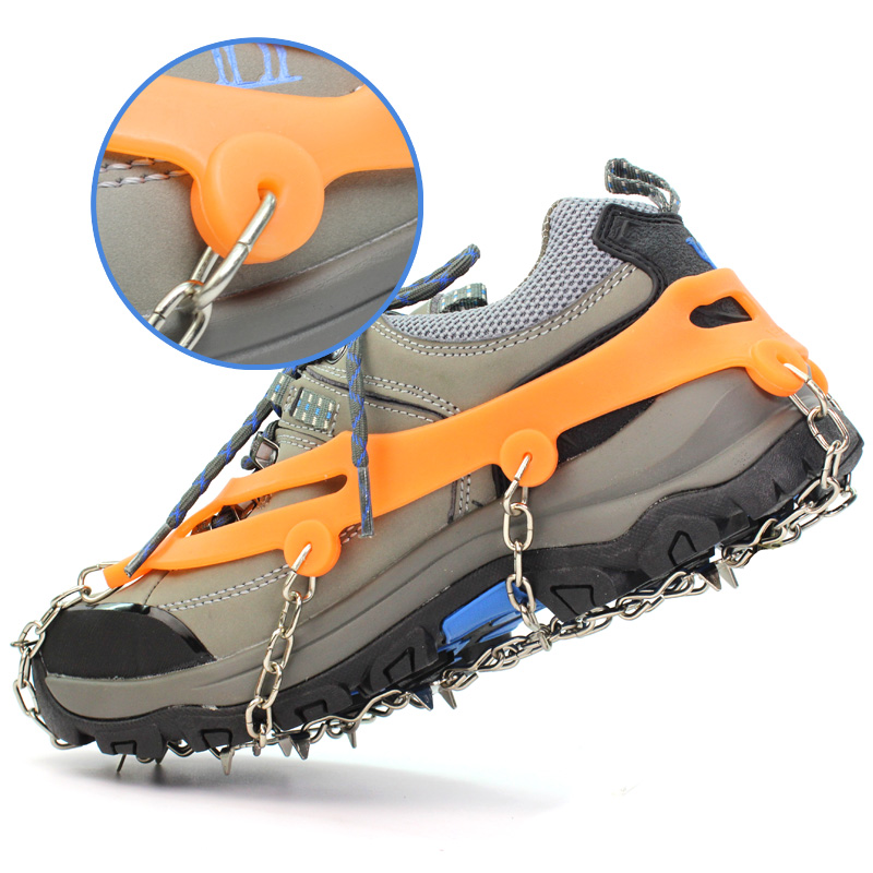 Outdoor crampons anti-skid shoe cover snow crampons rock climbing ice climbing 10 teeth Meng steel mountaineering shoe nail chain outdoor equipment
