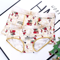 Cotton Santa Claus căng rộng bên phim hoạt hình dễ thương cặp đồ lót nam boxer nữ eo thấp đồ lót hàng hiệu