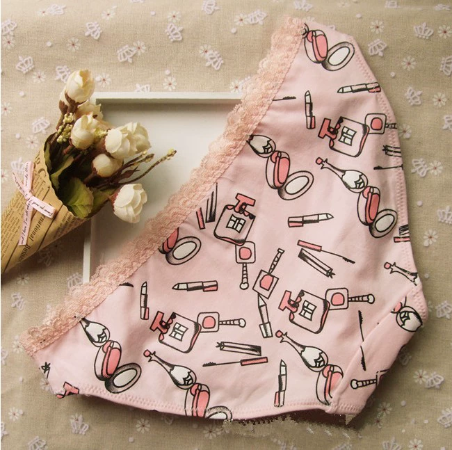 Quà sinh nhật màu hồng mềm mại và thoải mái cotton in eo thấp phim hoạt hình đồ lót cặp đôi đồ lót nam và nữ góc phẳng