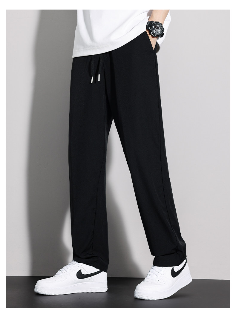 Летние шелковые дышащие быстросохнущие тонкие спортивные штаны, свободный прямой крой, оверсайз 