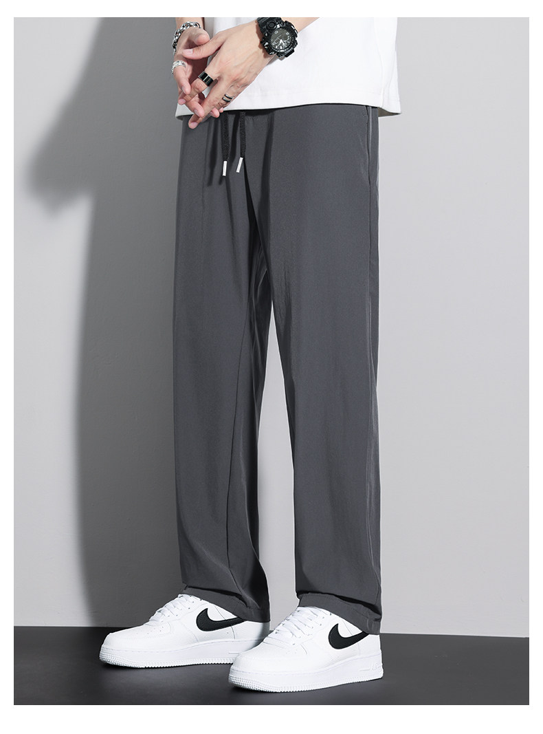 Летние шелковые дышащие быстросохнущие тонкие спортивные штаны, свободный прямой крой, оверсайз 