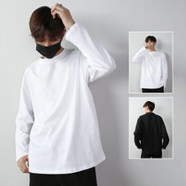 Long sleeve T-shirt mens tide autumn ins cotton sweater solid color inside white plus velvet padded base shirt autumn and winter tops
