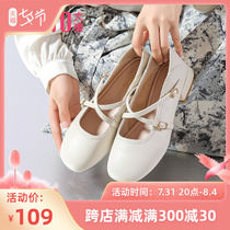 Grand East Mary Rare Shoes Woman 2022 Fall new sweet US heel Low heel Shallow Mouth Single Shoe Round Woman Shoes 2051