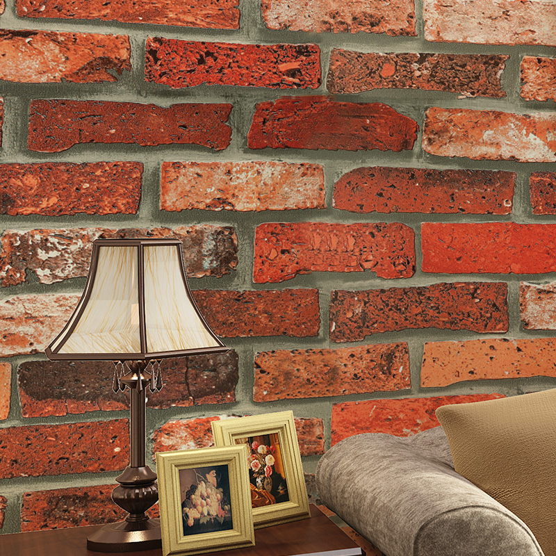 3d Brick wallpaper antique brick brick red brick wallpaper Chinese nostalgic dining room hotel background wall retro bar