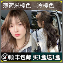 Mint rice brown hair dye 2021 new pop color explicit white yourself at home dyeing pure plant hair cream female