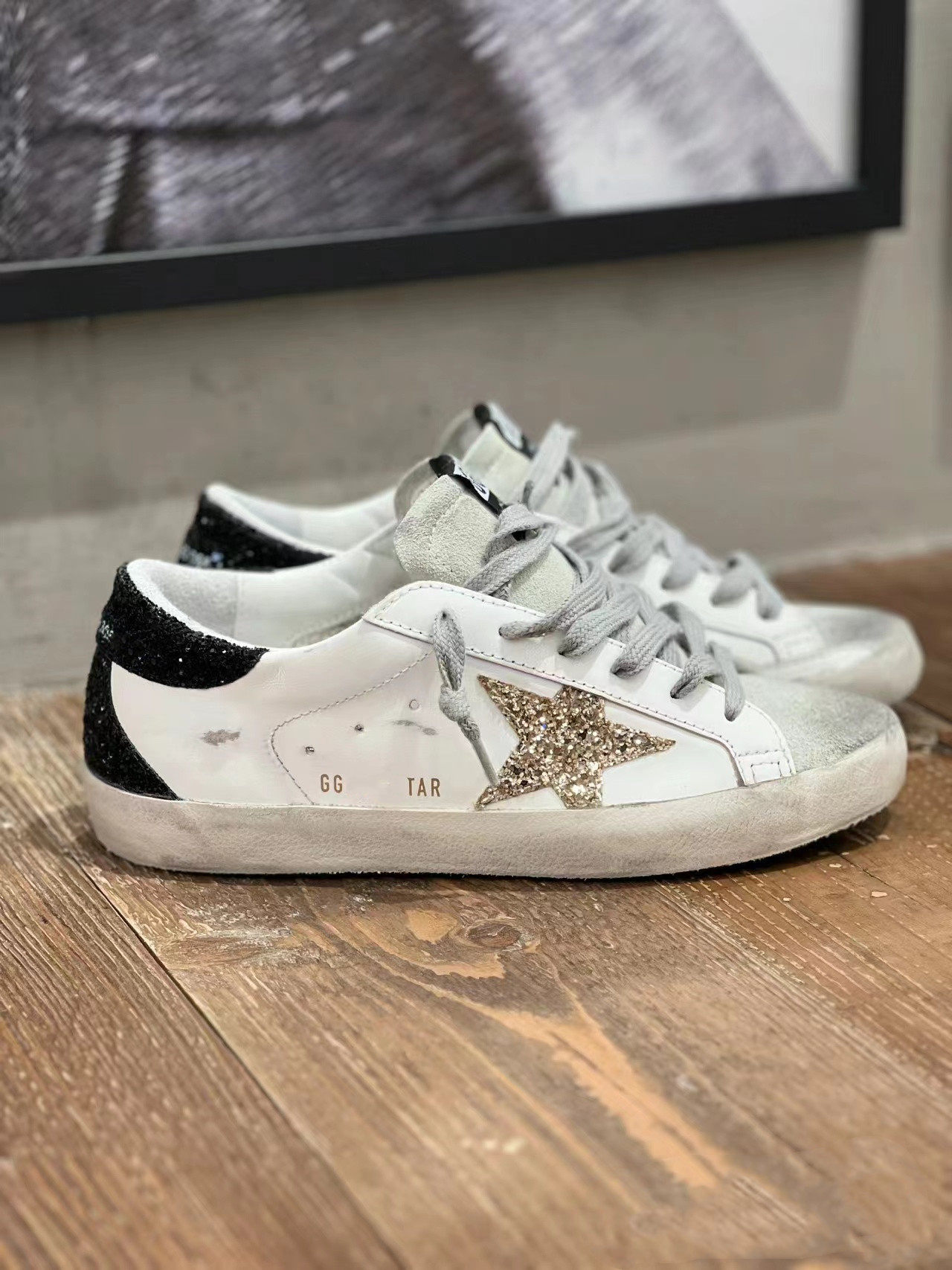 韩版2025新款SUPERSTAR真皮做旧覆古小脏鞋女内增高星星鞋脏脏鞋 2