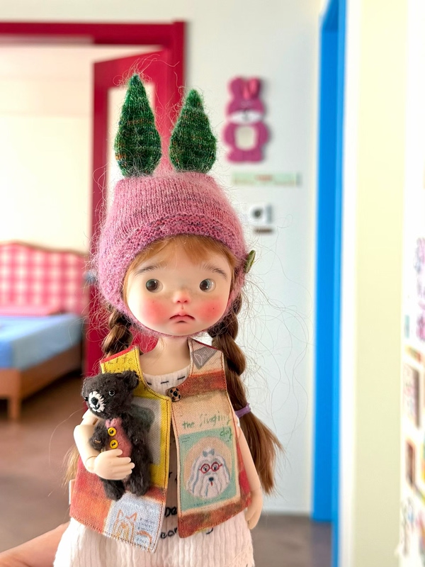 Bjd/Landoudou and Other Hand-Knitted Rabbit Hats—Segment Dyeing Effect 16— 17.5cm