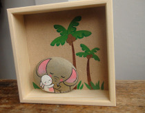 Warm baby elephant cute rabbit friendship birthday good friend Stone fun tribe original hand painted stone