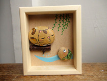 When the fish falls in love with the cat the cute thing heals the Tanabata confession the decoration the stone fun tribe hand-painted stone painting