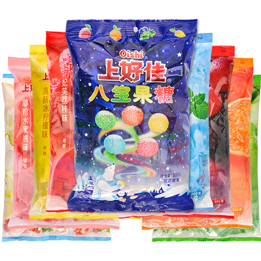 上好佳水果硬糖薄荷什锦散装批发喜糖婚庆招待休闲八宝糖果小零食