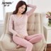 . Womens mùa xuân quần áo mùa xuân quần nền tảng cơ thể bộ trang trí ấm lót bông bottomth mỏng bông áo len t-cổ áo. 