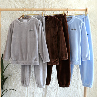 Coral Velvet Pajamas for Men in Winter, Thickened and Fleece-Lined, Winter Warm Suit, Autumn and Winter Large Size Men's Flannel Home Clothes